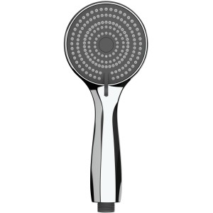 Wenko Handbrause Watersaving, chromfarbene Brause mit grauem Kopf und Wasserspardüsen.