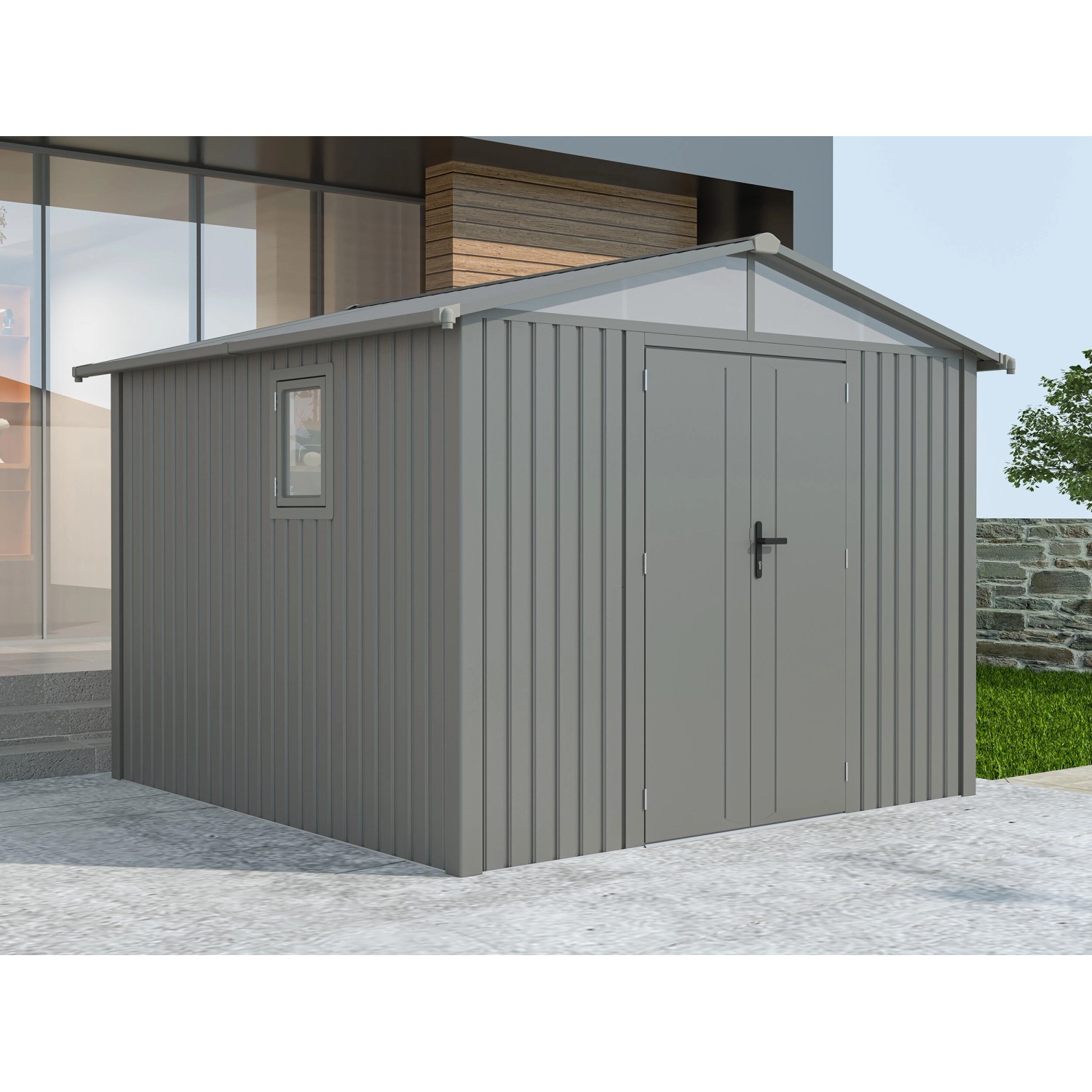 Starline Metall Gerätehaus Modell Trend 7,56 m² Alu Grau günstig online kaufen
