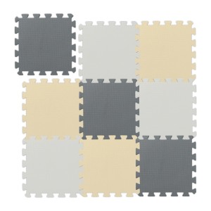 Relaxdays Puzzlematte EVA Schaumstoff Beige Weiß Grau Rutschfest Weich 87 cm x 87 cm 530 g