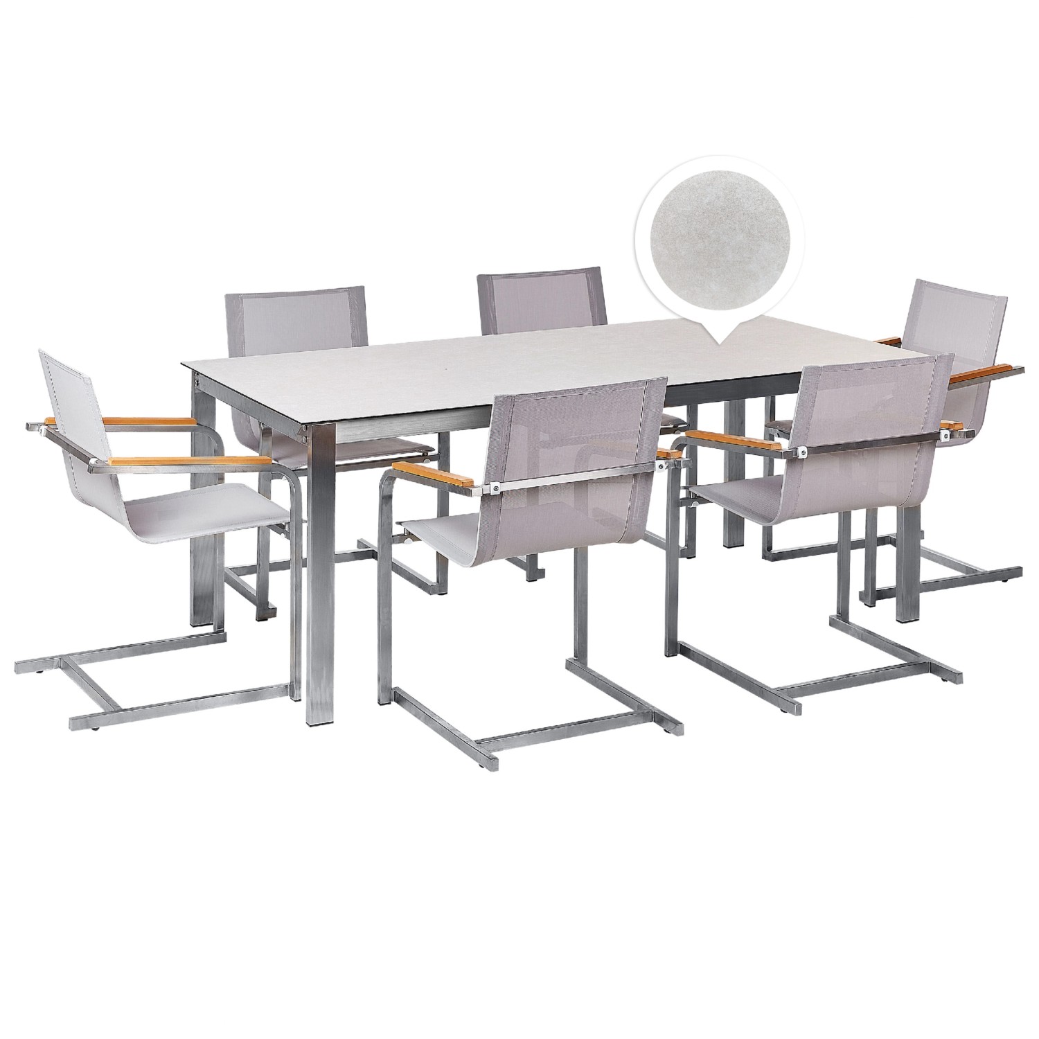 Beliani Gartentisch Set COSOLETO Weiss Silber Beige günstig online kaufen