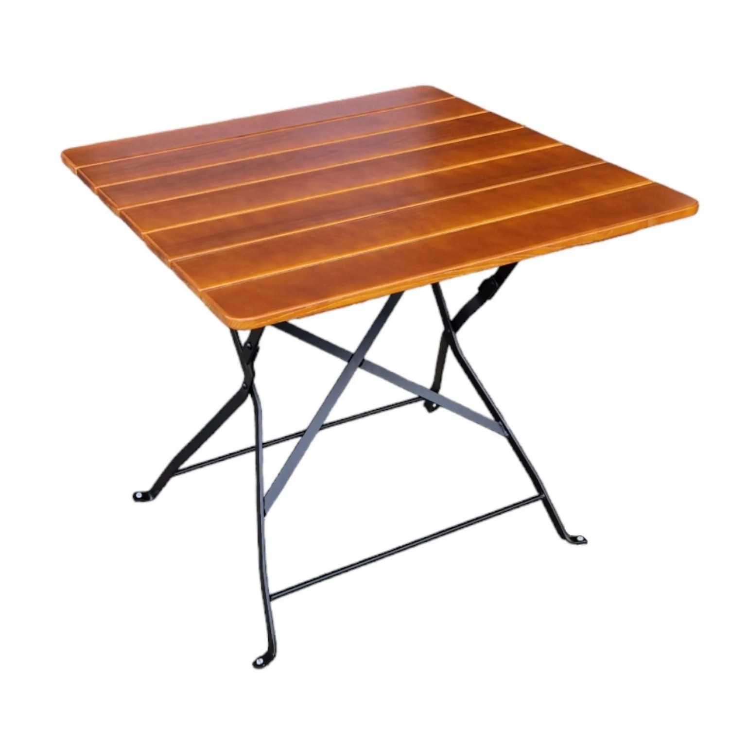 CHEFGASTRO Biergartentisch BERGTAL Made In Germany HxBxT 74x80x80cm Klappbar Wetterfest & UV-beständig Eschenholz Schwarz/Braun 2 Personen