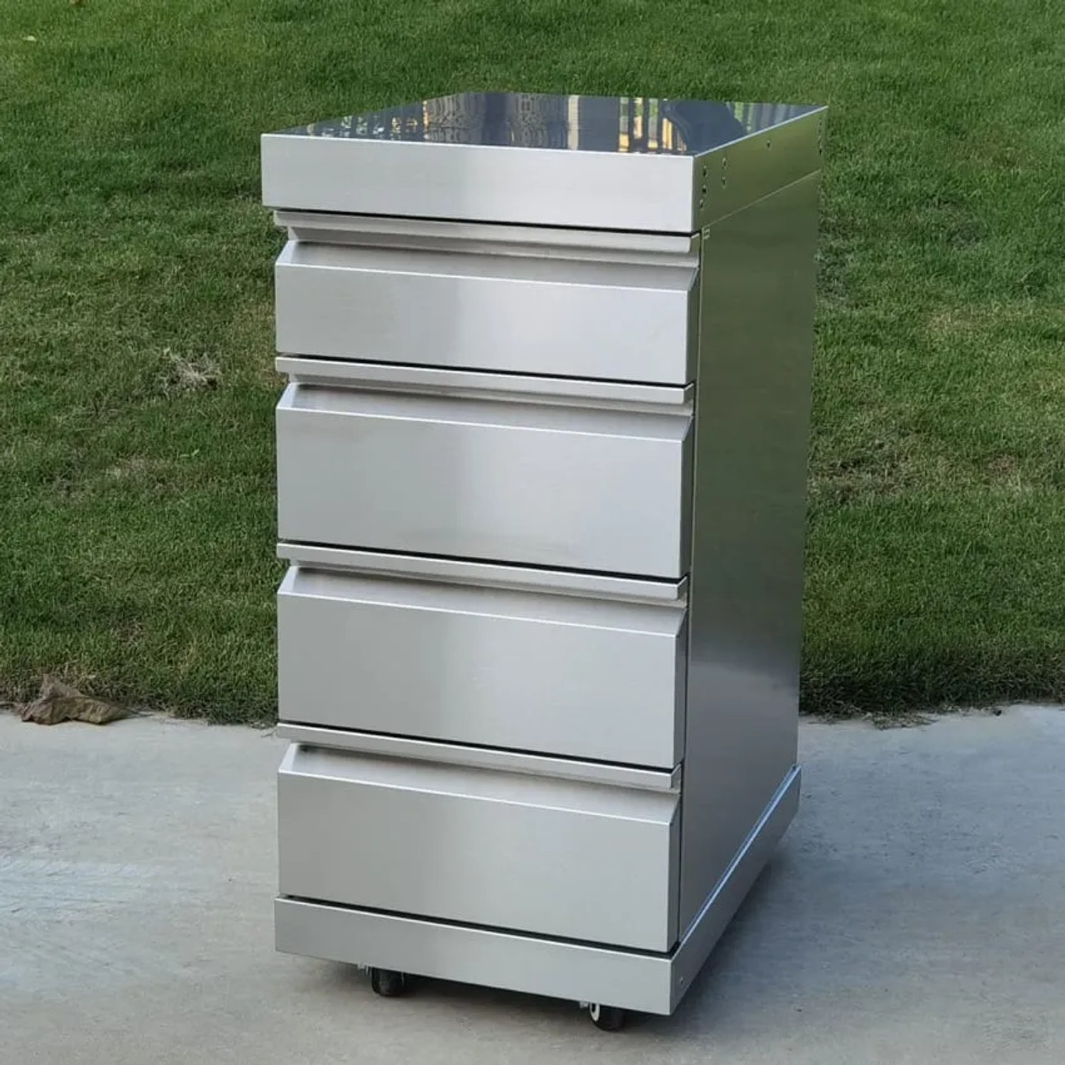 MyOutdoorKitchen Schubladenmodul Stainless Collection: Edelstahl Outdoorküche Modul mit 4 Schubladen.