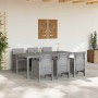 Hellgraue 7-teilige Garten Essgruppe aus Polyrattan von vidaXL. Gartenmöbel Set mit Tisch und 6 Stühlen.