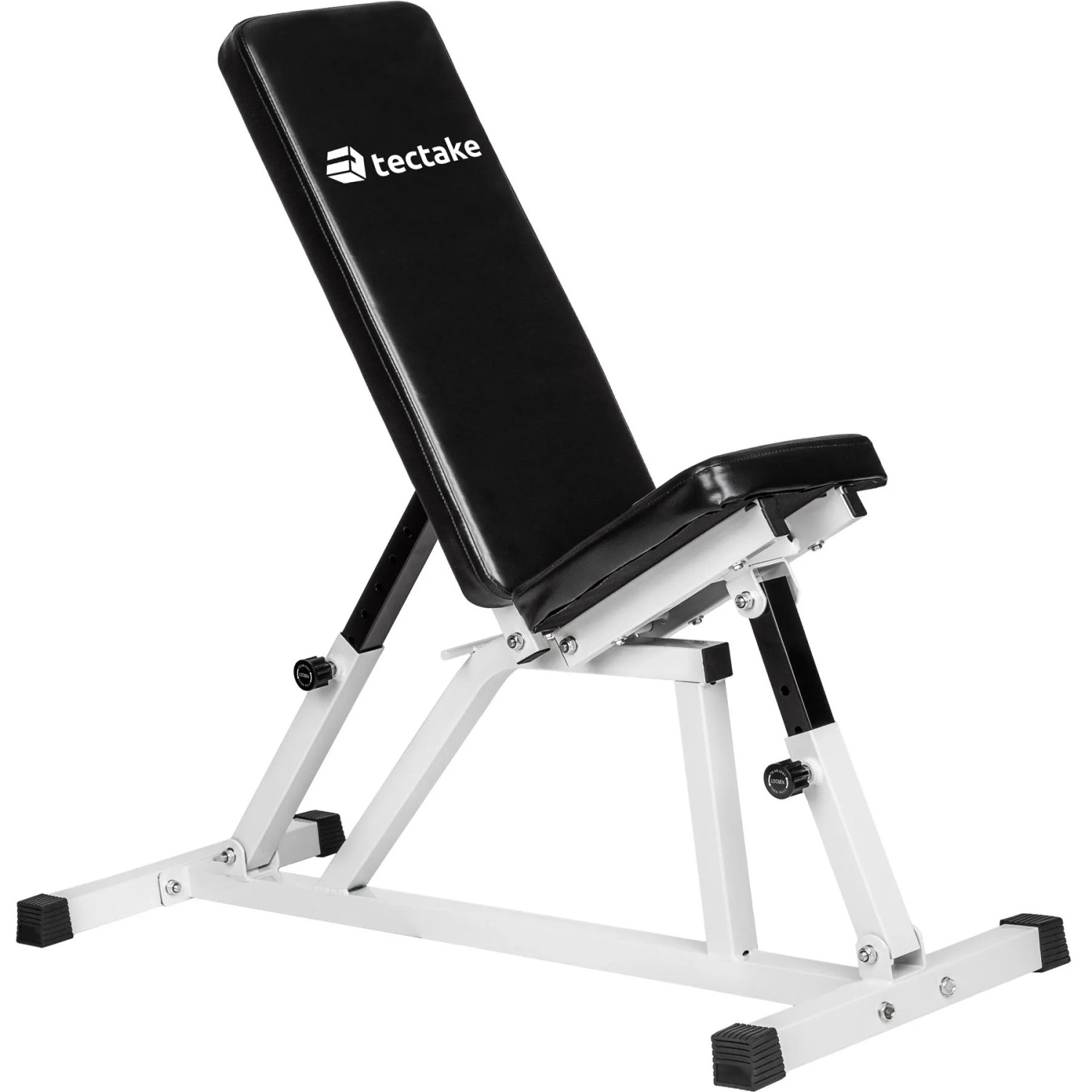 Tectake Hantelbank  Sitz 4 Fach Verstellbar Rückenlehne 7 Fach Verstellbar  120 x 47 x 114 cm Schwarz Weiß