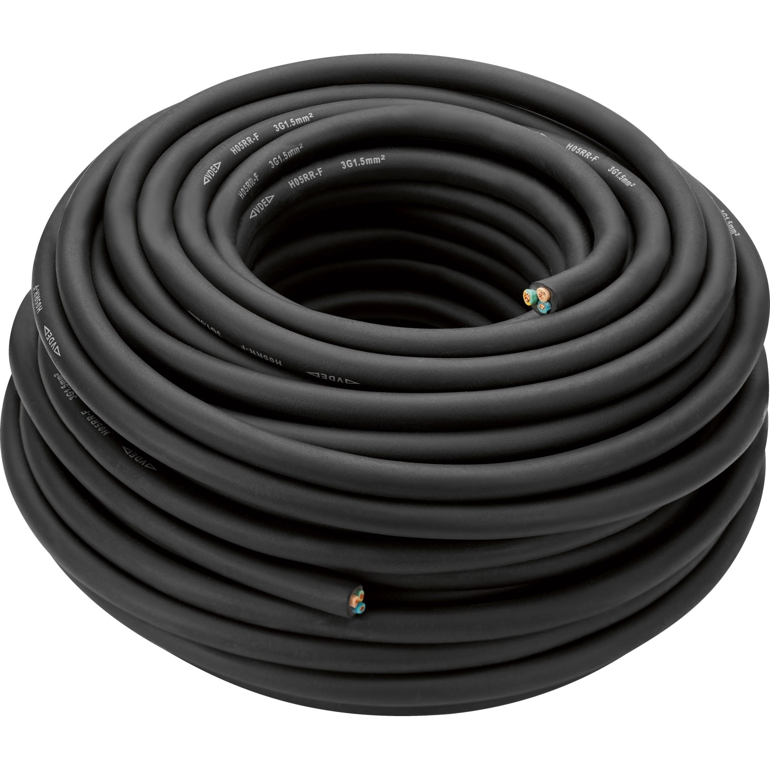 Erdkabel 3 x 1,5 mm² (H05RR-F3G1.5mm²) Schwarz 25 m günstig online kaufen