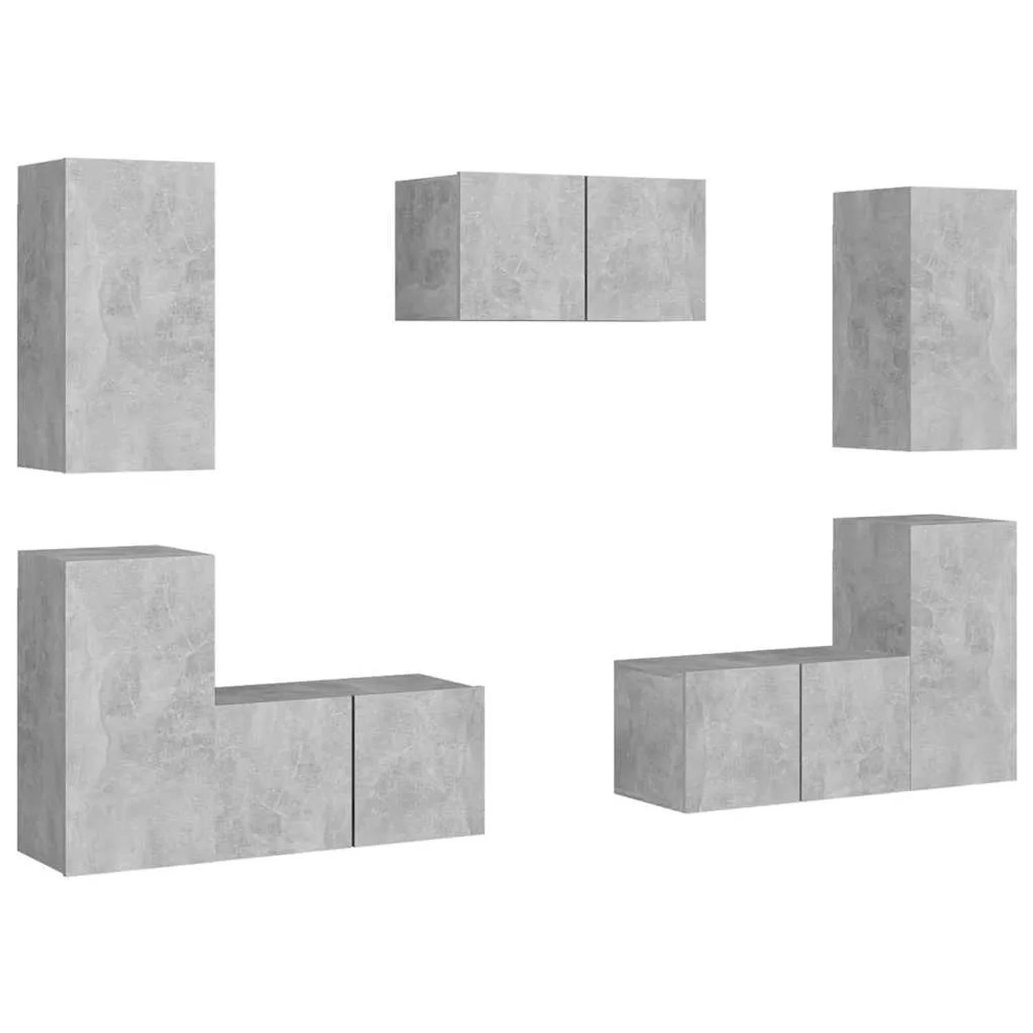 vidaXL 7-Tlg TV-Schrank-Set Betongrau Holzwerkstoff 3079091