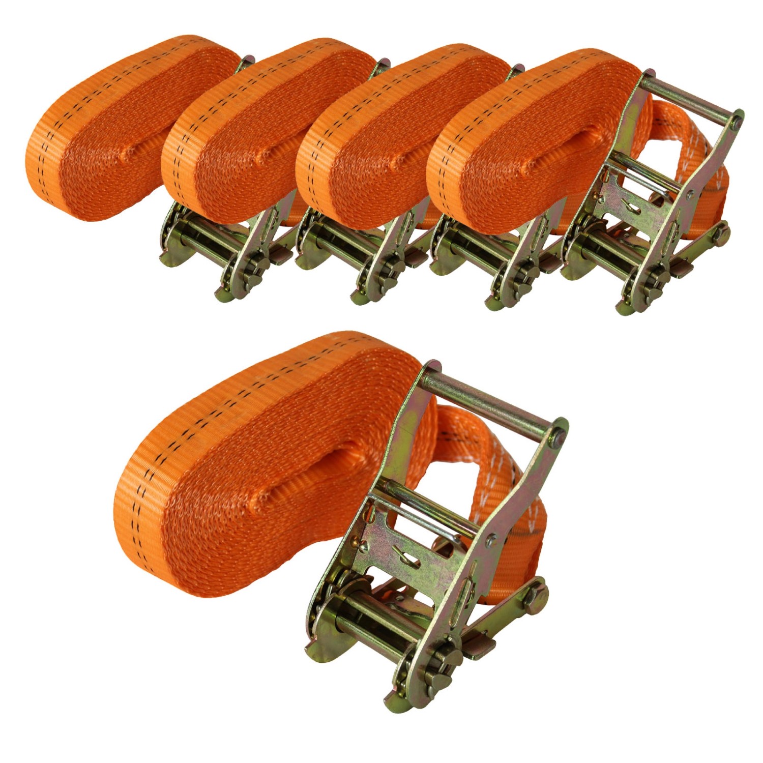 TRUTZHOLM 5x Profi Ratschen Spanngurt 1 Teilig 6m 2t  2000kg TÜV GS Orange