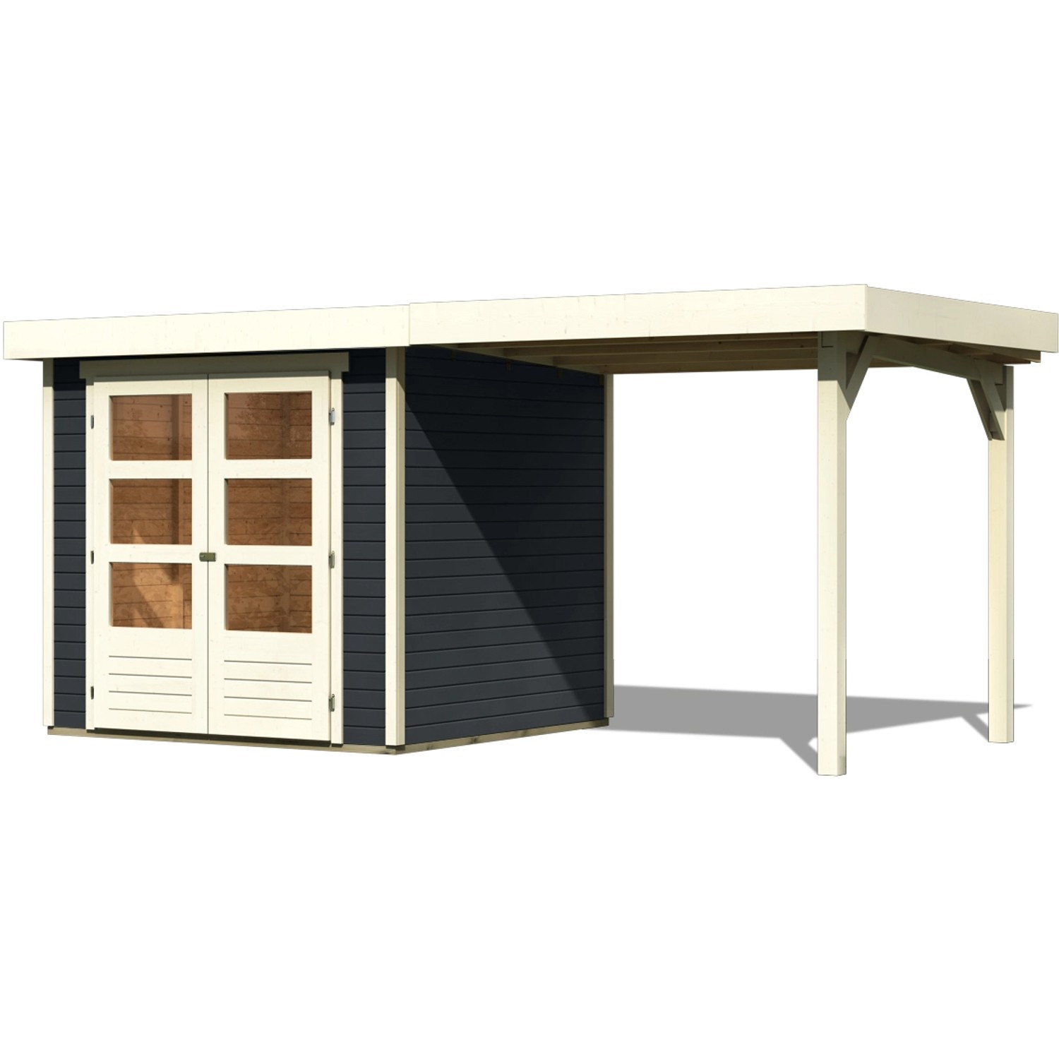 Karibu Express Gartenhaus/Gerätehaus Speedy A Set Anthrazit 433 cm x 217 cm mit Anbaudach