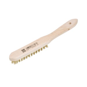 LUX Drahtbürste Messing, 3-reihig, mit Holzgriff zum Reinigen und Entrosten von Holz und Metall.
