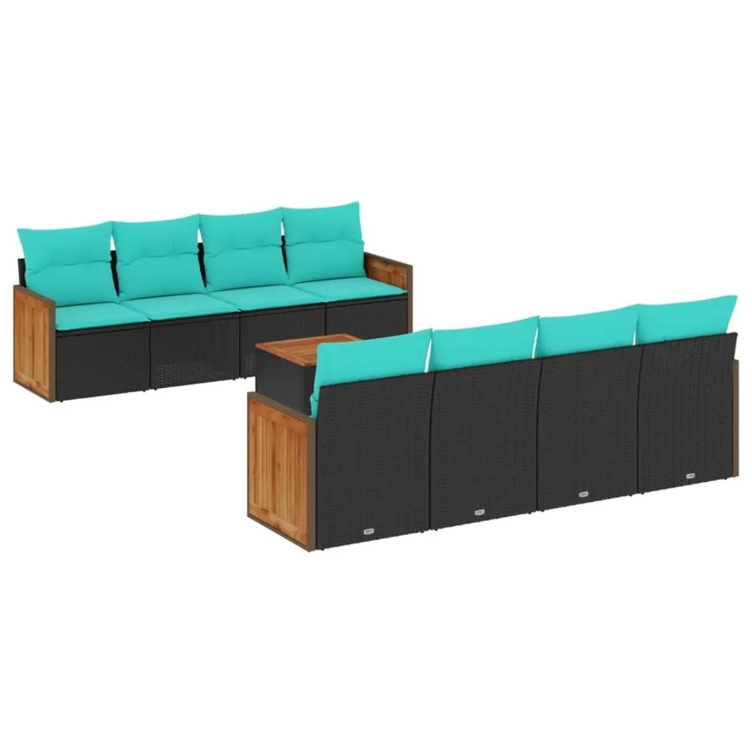 vidaXL 9-Tlg Gartensofa-Set mit Kissen Schwarz Polyrattan 3227499 günstig online kaufen