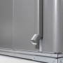 Biohort Neo Gerätehaus, dunkelgrau-metallic, mit Regenrinne und feuerverzinktem Sockel. Stabile Metallkonstruktion.
