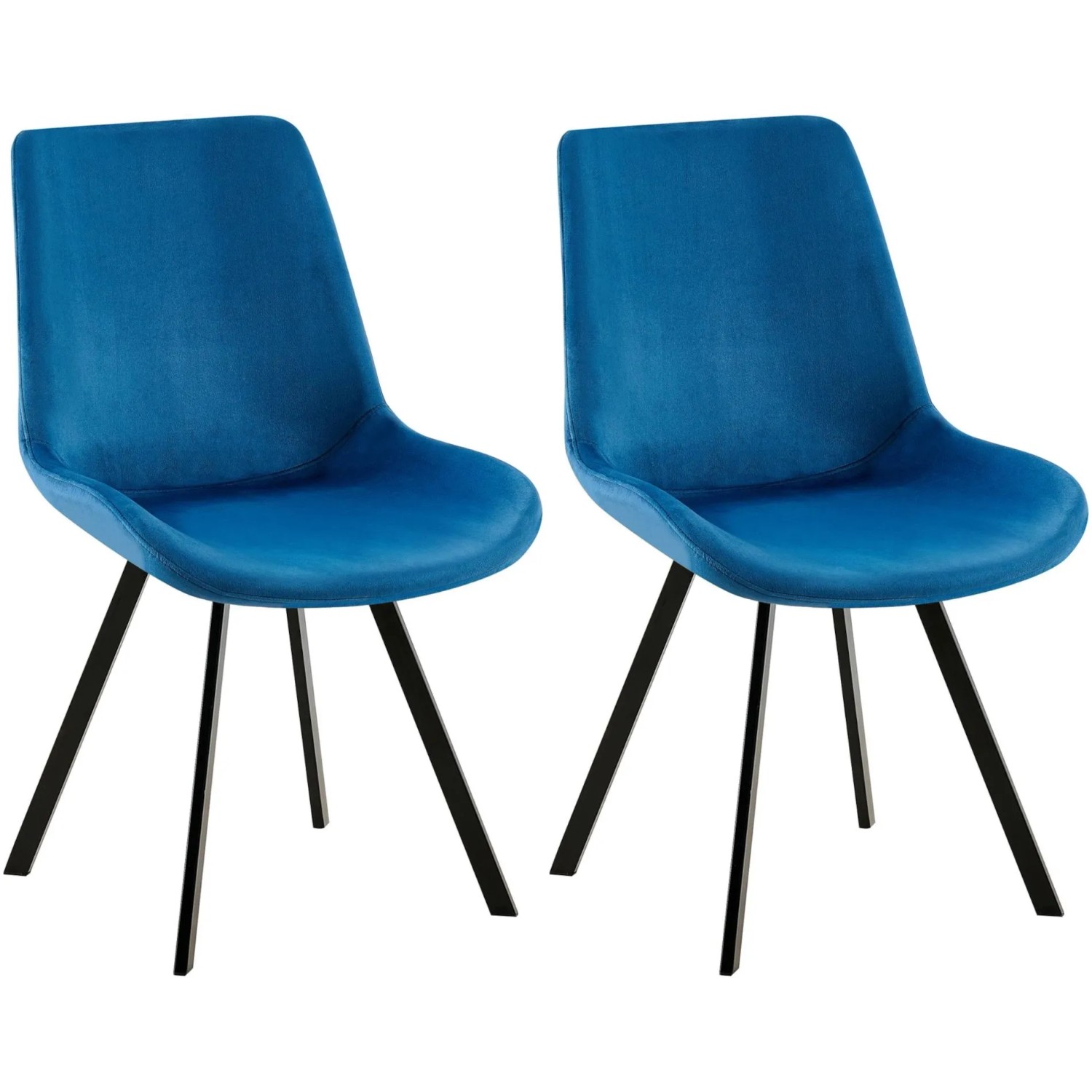 DELUKE 2er Set Esszimmerstuhl LOVER Samt Dunkelblau 53x59x89cm Essstühle Esszimmerstühle Küchenstühle Wohnzimmerstühle