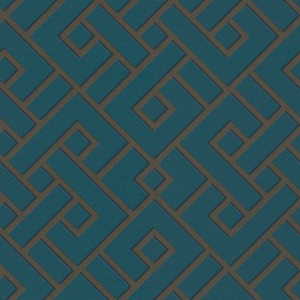 Bricoflor Vliestapete mit geometrischem Art Deco Muster in Petrol und Gold für Wohn- und Schlafzimmer.