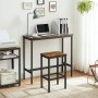 Vasagle Stehtisch-Set mit 2 Hockern in Braun und Schwarz. Bartisch-Set mit Tisch und Hockern.