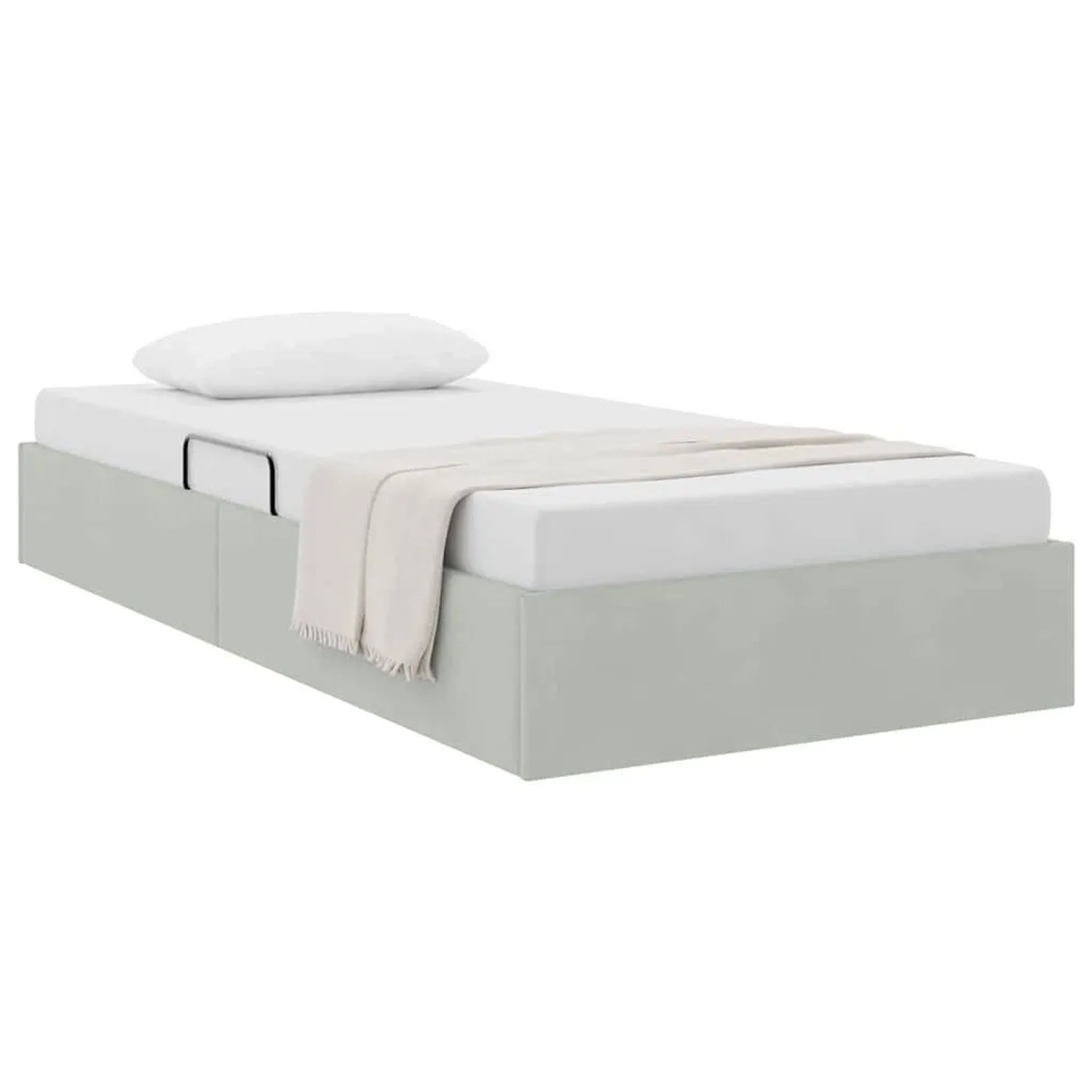 vidaXL Aufbewahrungsbett mit Kopfteil Hellgrau 100 x 200 cm Samt 3370076