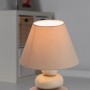 Braune Tischleuchte Paolo mit Stoffschirm, Design-Tischlampe für Wohnräume.