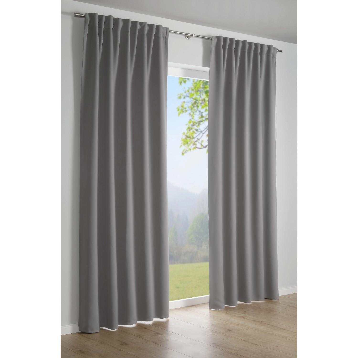 Gardinia Schlaufenschal mit Gardinenband Dimout Grau 245 cm x 140 cm günstig online kaufen