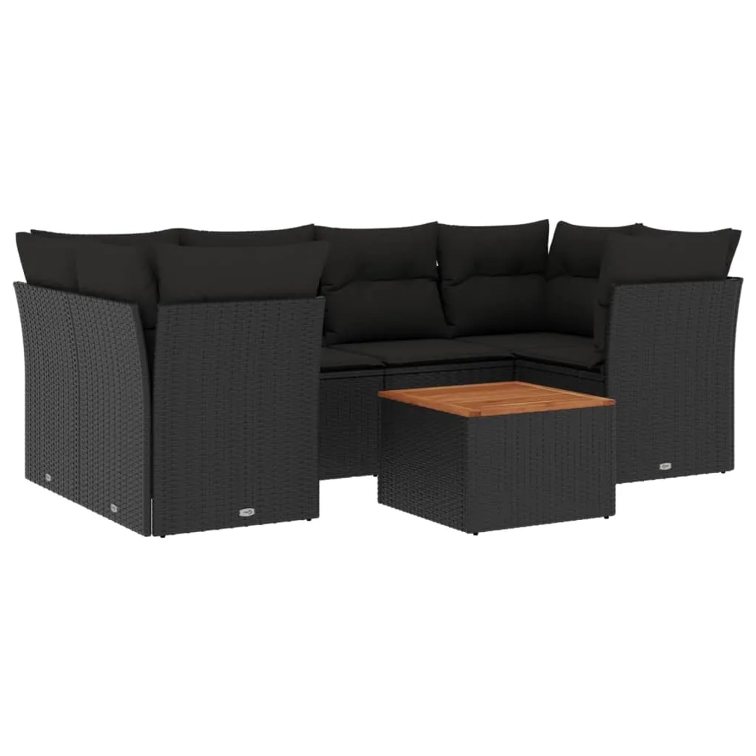 vidaXL 7-Tlg Garten-Sofagarnitur mit Kissen Schwarz Poly Rattan 3255824 günstig online kaufen