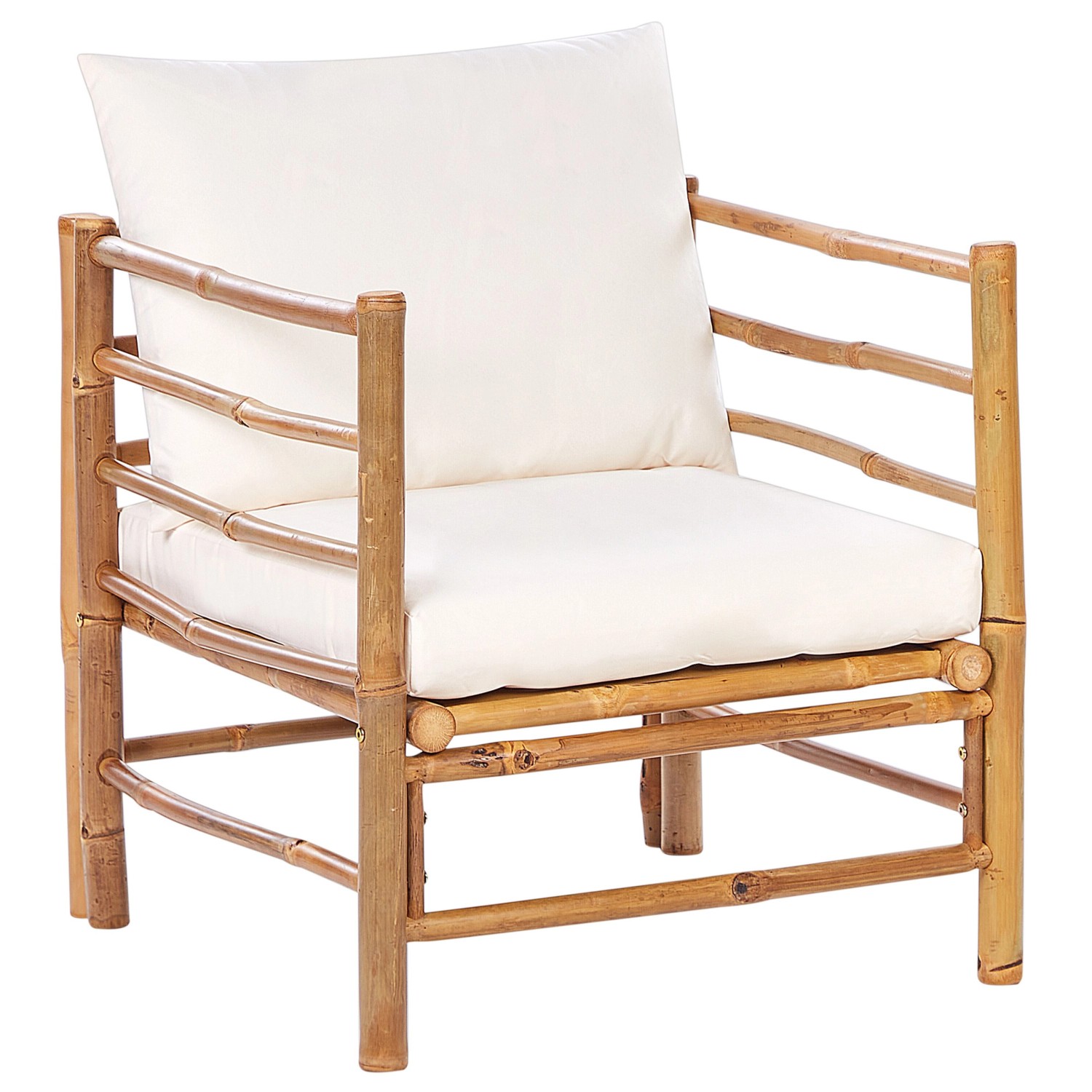 Beliani Gartenstuhl Weiss Heller Holzfarbton 68x63x80 günstig online kaufen