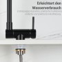 AICA Wasserhahn Doppelfunktion 360° Drehbare Kippbare Schwarz Küchenarmatur mit 304 Edelstahl und Keramikventil Mischbatterie_8