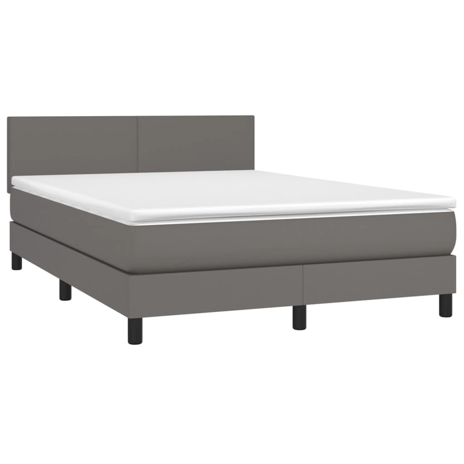 vidaXL Boxspringbett mit Matratze & LED Grau 140x200 cm Kunstleder 3134109 günstig online kaufen