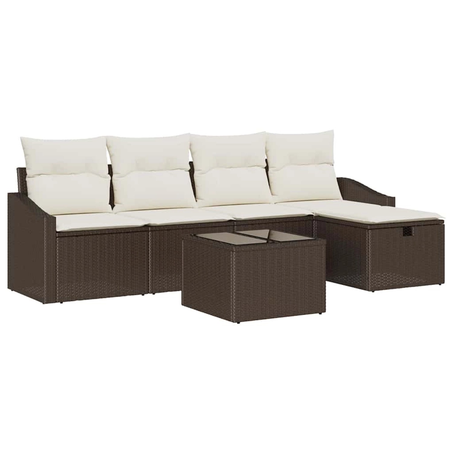 vidaXL Garten-Sofa-Set mit Kissen 6-Tlg Braun Poly Rattan 3359267 günstig online kaufen