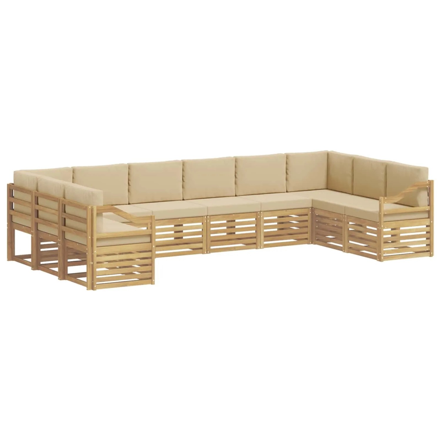 vidaXL Ecksofa Set 10 Stk Weiß und Beige 363 x 185,5 x 73 cm Polyester 3392603