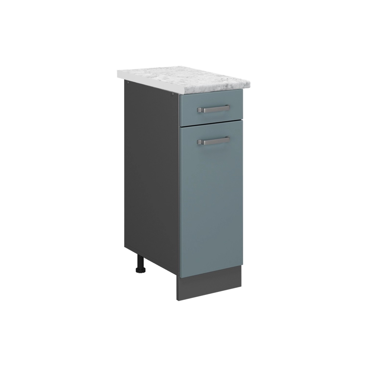 Vicco Schubladenschrank R-Line Schubladenschrank für die Küche Blau-Grau 30 cm AP Marmor