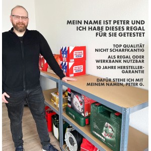 Graues KARAT Schwerlastregal Odin 2er Set (180x90x40cm) mit Peter G. im Lagerraum.