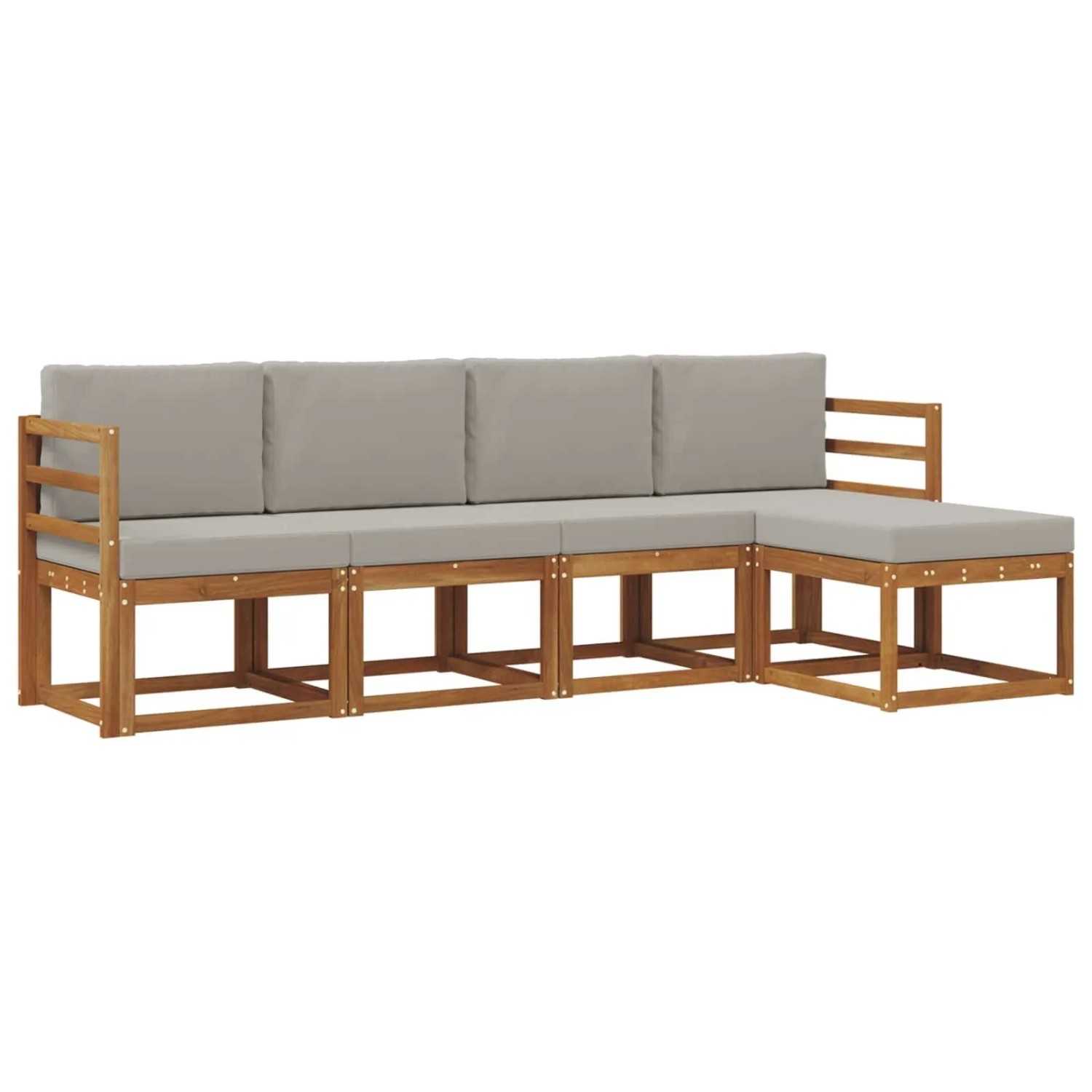 vidaXL Outdoor-Sofagarnitur mit Kissen 5 Stk Natur und Hellgrau 3366239