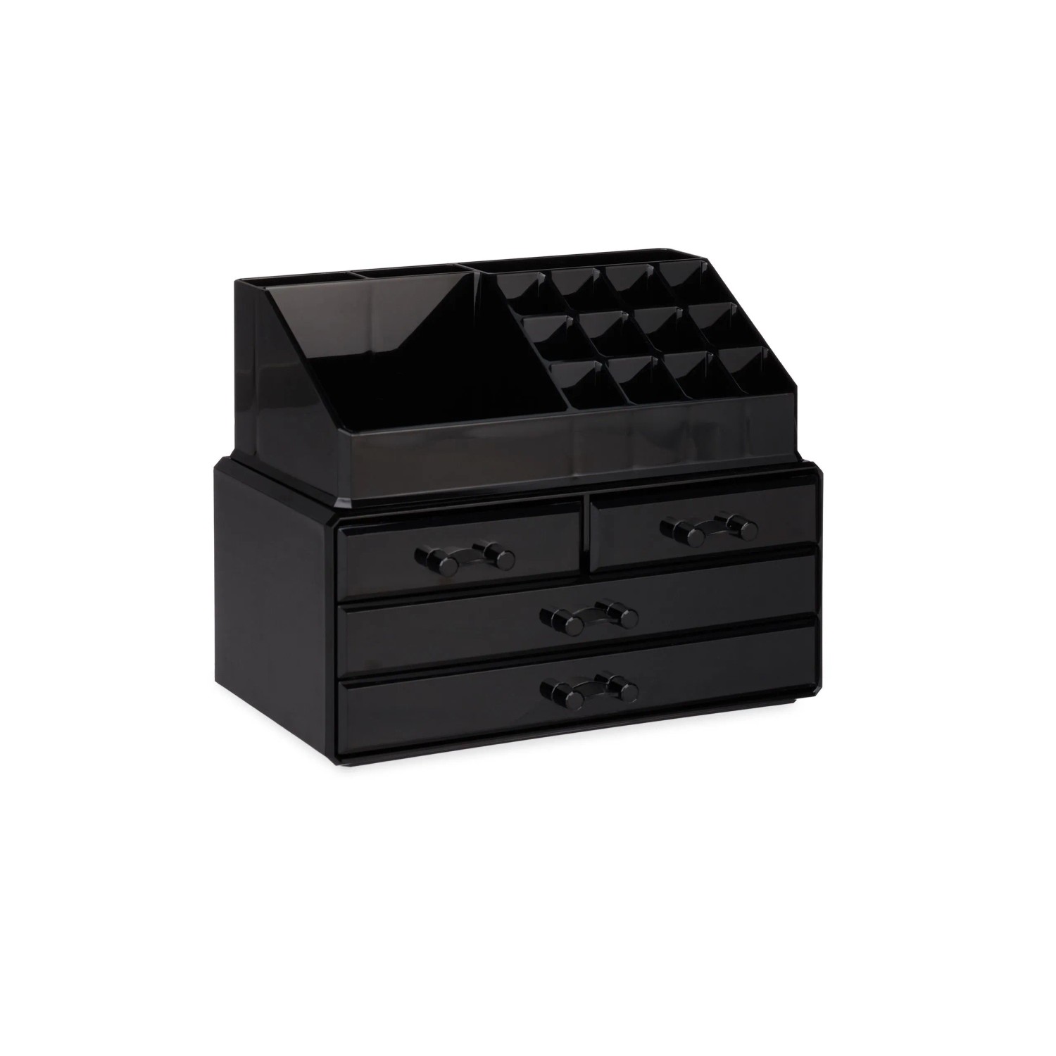 Relaxdays Make Up Organizer Acryl Schwarz 4 Schubfächer 19 cm x 24 cm x 13,5 cm 1,3 kg
