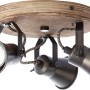 Brilliant Spotrondell Seed, 3-flammig, schwarz, Stahl/Holz: Deckenleuchte mit drei Strahlern.