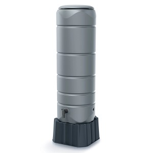 Graues Waterform Regentonnenset Vuelta 110 l mit Unterstand und Wasserhahn.