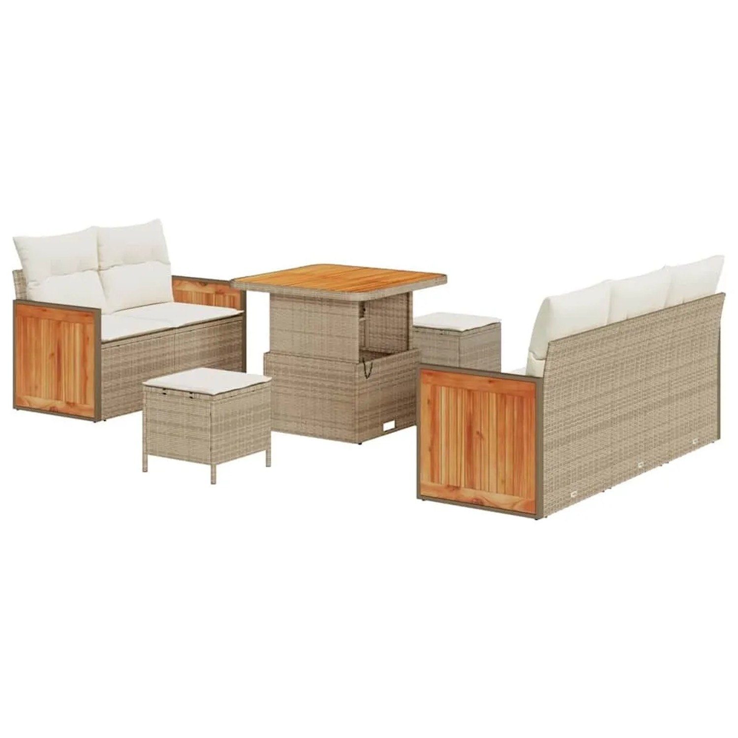 vidaXL Gartensofa-Set mit Kissen 8 Stk Beige und Creme 3363246