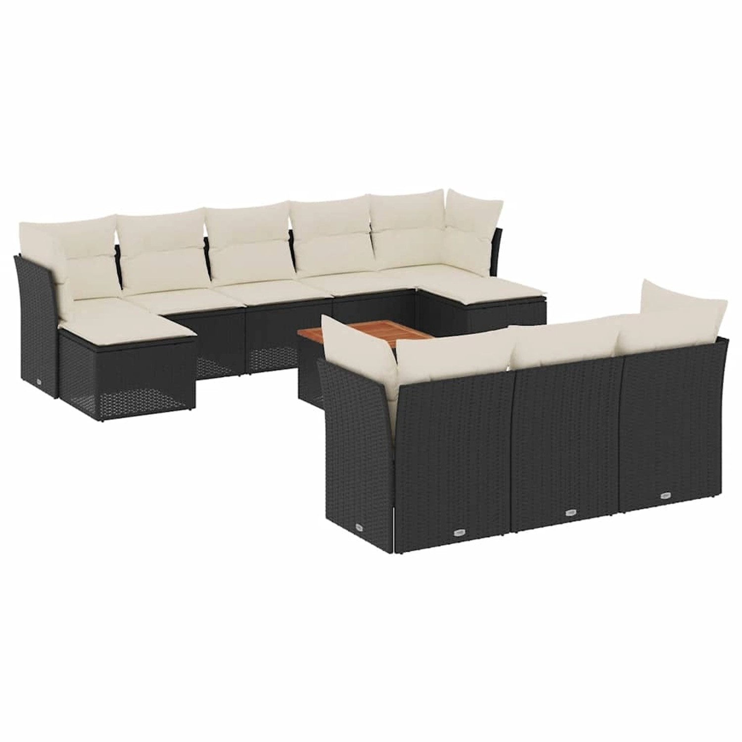vidaXL 11-Tlg Garten-Sofagarnitur mit Kissen Schwarz Poly Rattan 3256210 günstig online kaufen
