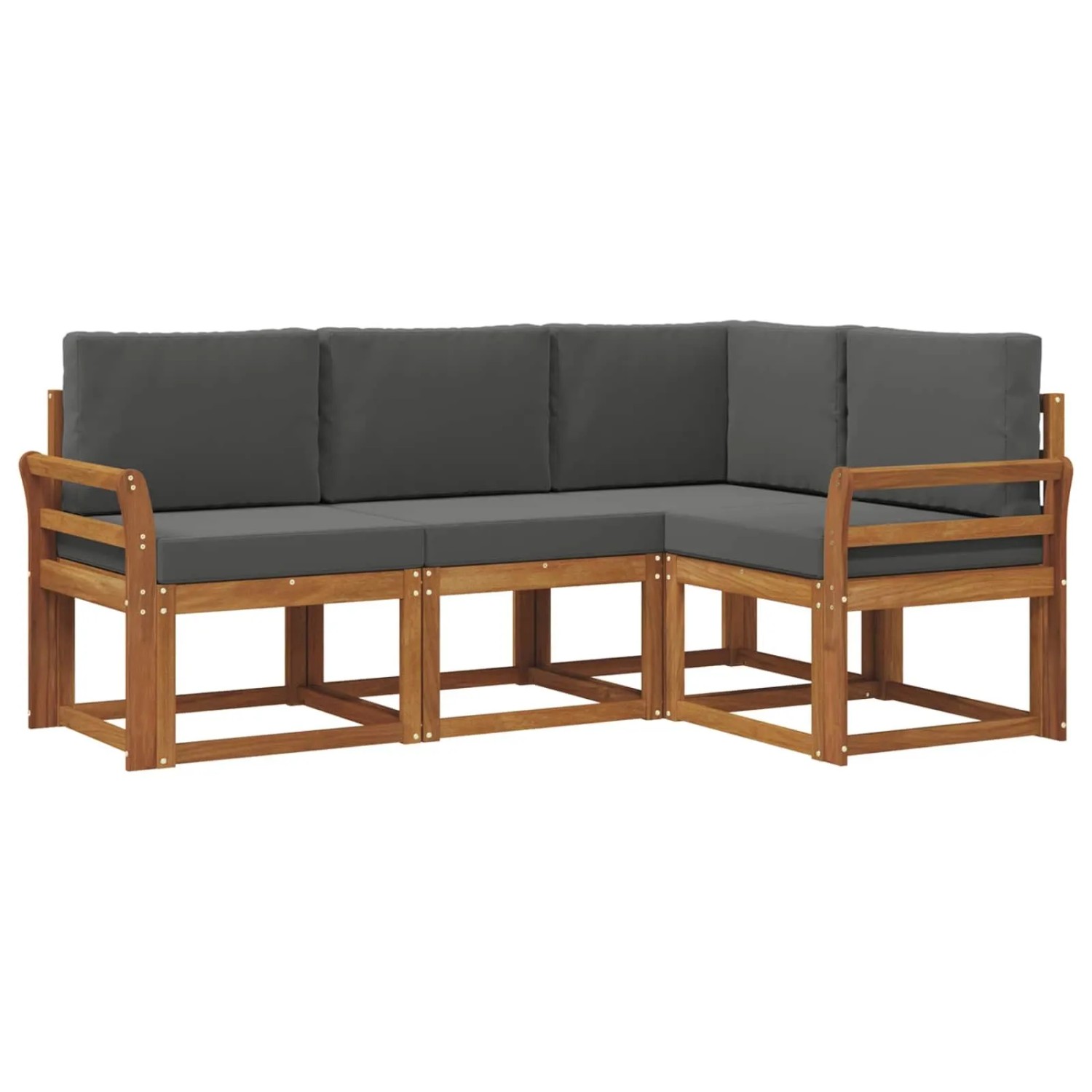 vidaXL Outdoor-Sofagarnitur mit Kissen 4 Stk Natur und Anthrazit 3366325