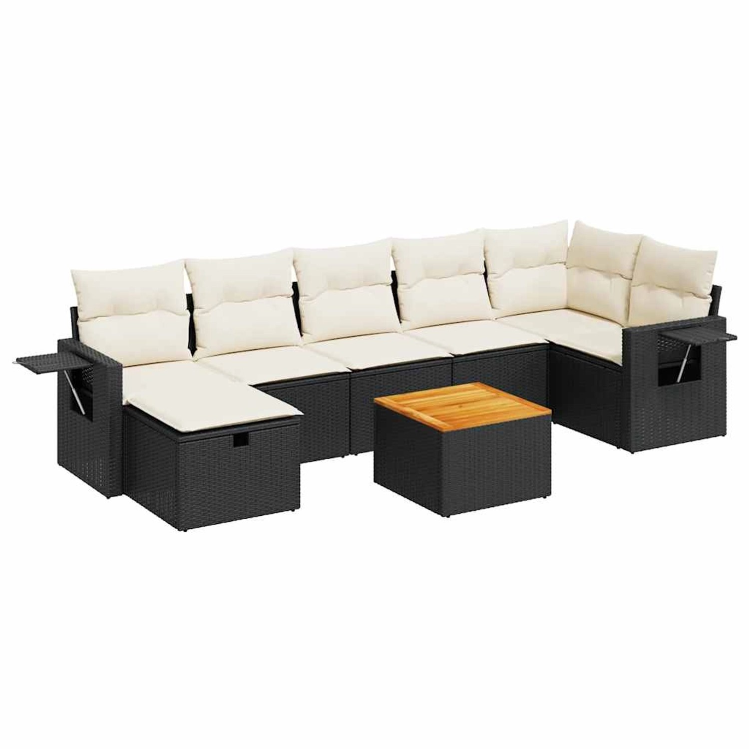 vidaXL 8-Tlg Garten-Sofagarnitur mit Kissen Schwarz Poly Rattan 3325822 günstig online kaufen