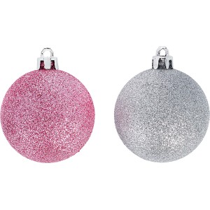 Weihnachtskugeln Set, pink und silber, glitzernd.
