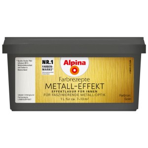 Alpina Farbrezepte Metall-Effekt Gold, 1 Liter Dose Effektfarbe für Innen.