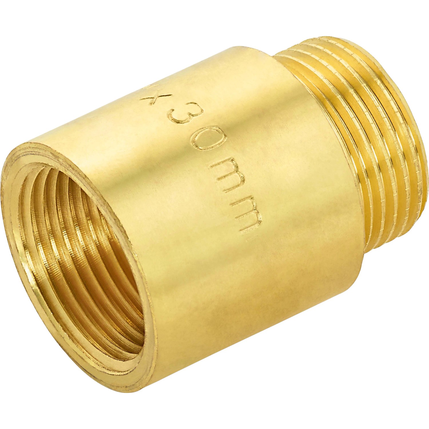 Hahnverlängerung aus Messing, 24,1 mm x 26,4 mm, 30 mm Länge für Gewindefittings.