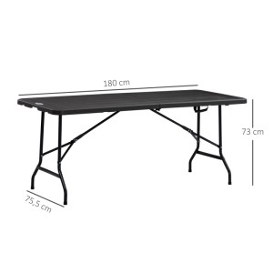 Dunkelgrauer Outsunny Gartentisch aus Stahl und HDPE, klappbar, 180x75,5x73 cm. Ideal für 6 Personen.