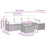 Schwarzes 6-teiliges Garten-Sofa-Set aus Poly Rattan mit Kissen und Tisch. Gartenmöbel für Terrasse und Balkon.