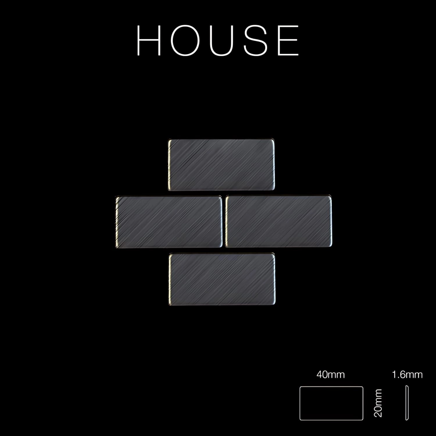 Hochglanz Mosaikfliese aus Titan in Dunkelgrau. Metall Mosaik für Wand.