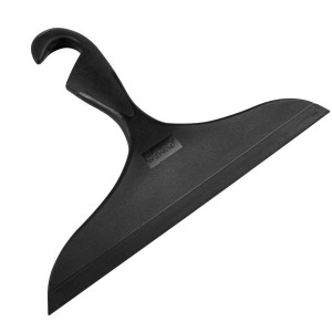 Schwarzer Wenko Badezimmerwischer Loano mit Haken, 23x17x2,5 cm.