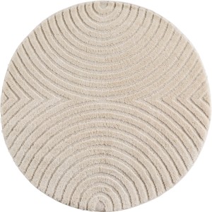Runder, creme-farbener Ayyildiz Kurzflorteppich Art 1122 mit 3D-Relief, Durchmesser 120 cm.