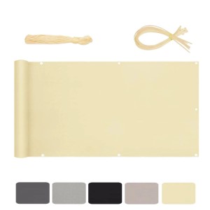 Sekey Balkonsichtschutz, blickdicht, beige, 90x500cm, mit Befestigungsmaterial.