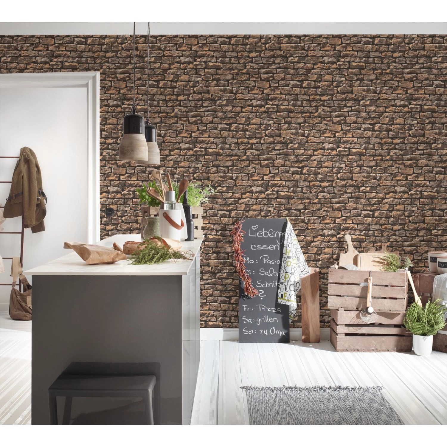 A.S. Création Tapete Stein-Optik Braun Beige und Schwarz 53 cm x 10,05 m AS günstig online kaufen