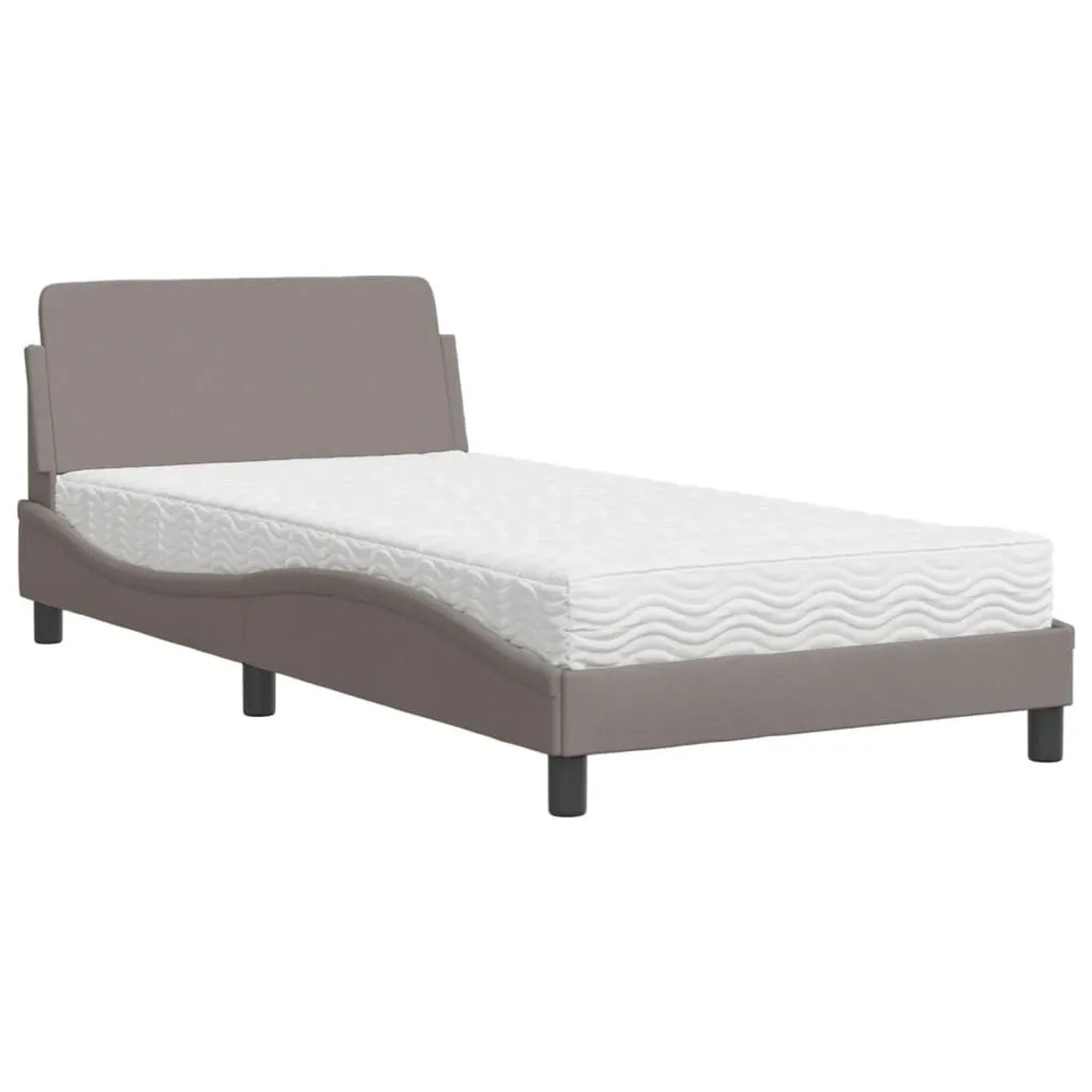 vidaXL Bett mit Matratze Dover Taupe 100x200 cm Stoff 3208348