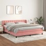 Rosa vidaXL Boxspringbett (180x200 cm) mit Samtbezug, inklusive Matratze und Topper.
