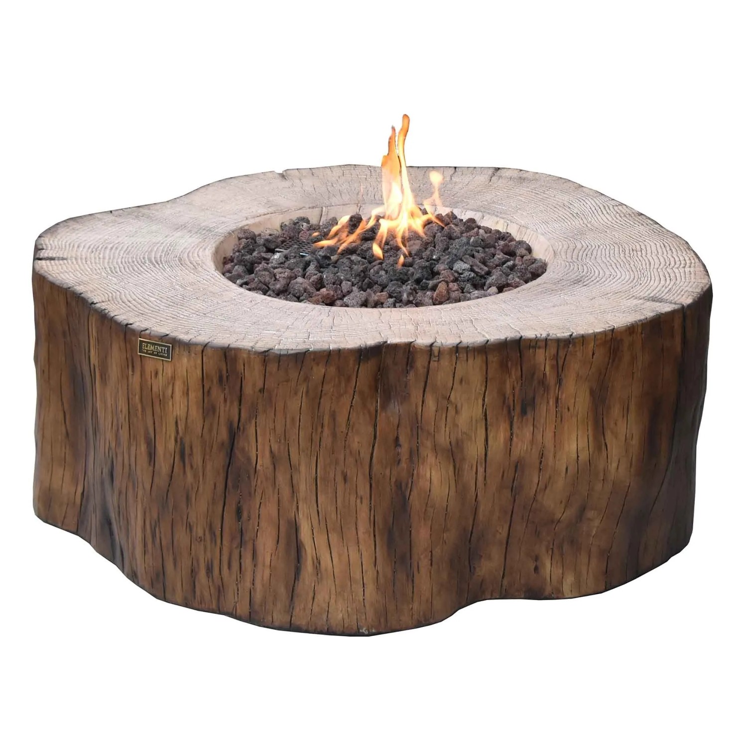 Elementi Gasfeuerstelle Manchester in Baumstamm-Optik Redwood aus Faserbeton